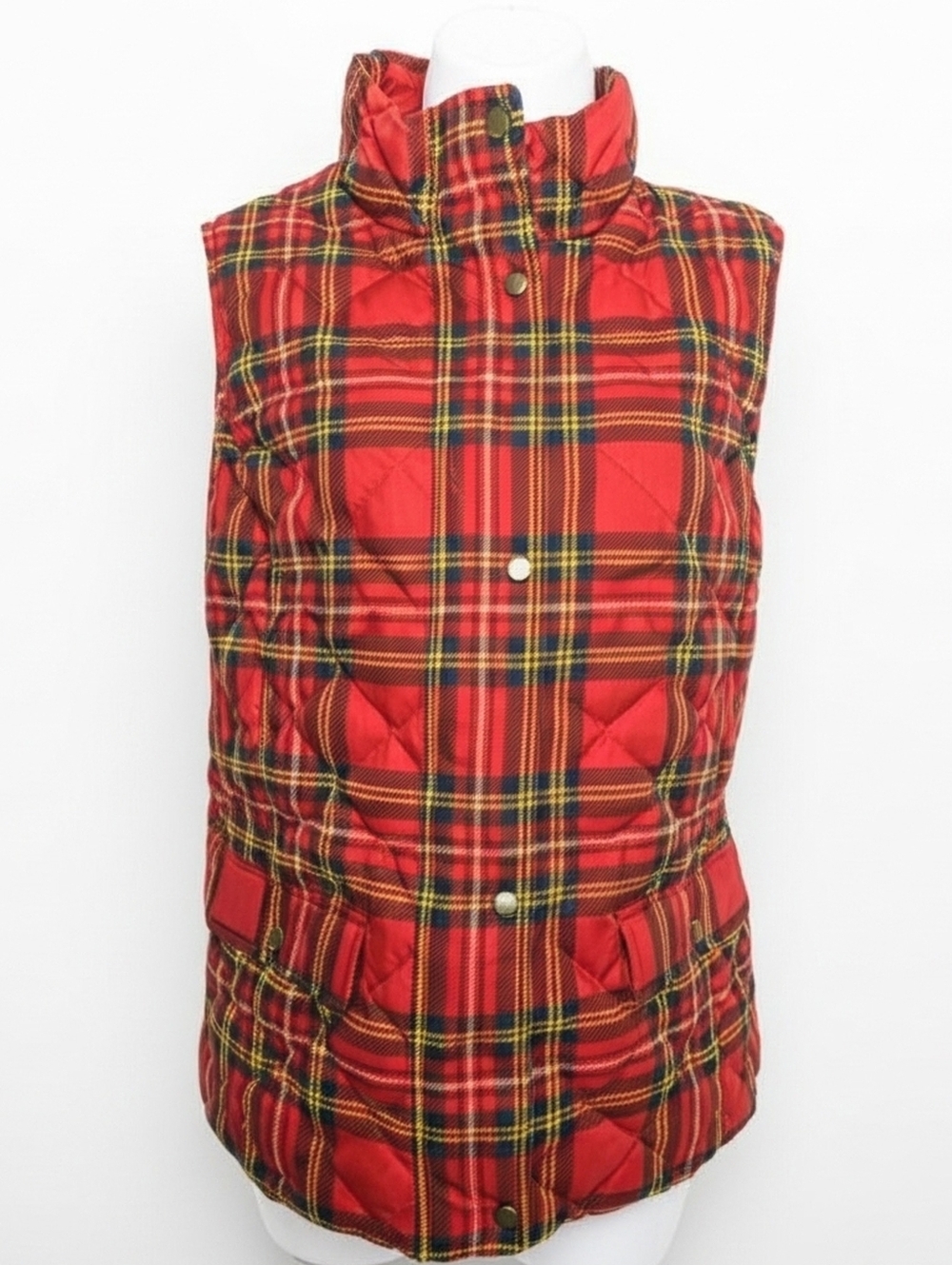 TALBOTS QUILTED PUFFER VEST NEW WITHOUT TAG STEWART PLAID WOMEN'S LARGE